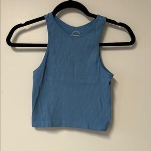 Blue Ribbed Tank Top